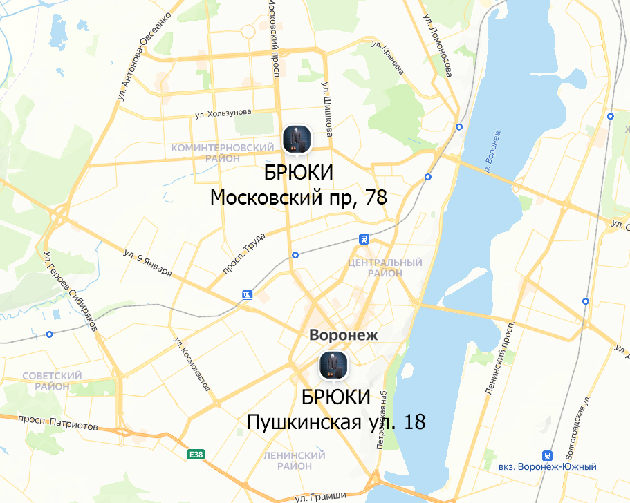 Брюки на карте